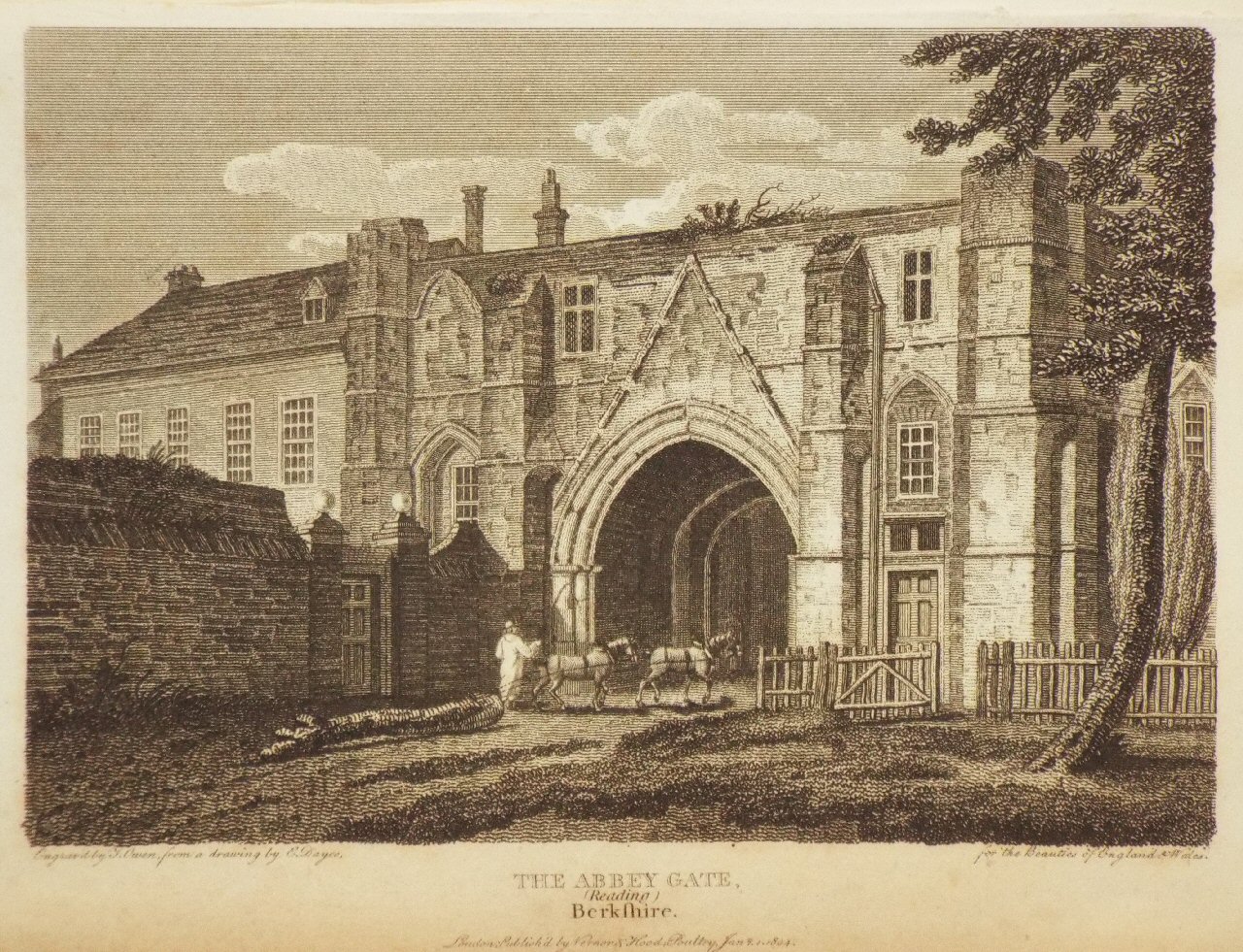Print - The Abbey Gate, (Reading) Berkshire. - Owen